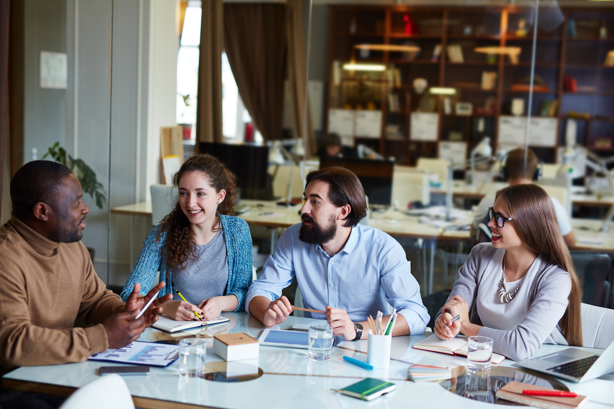 Group of young colleagues planning work